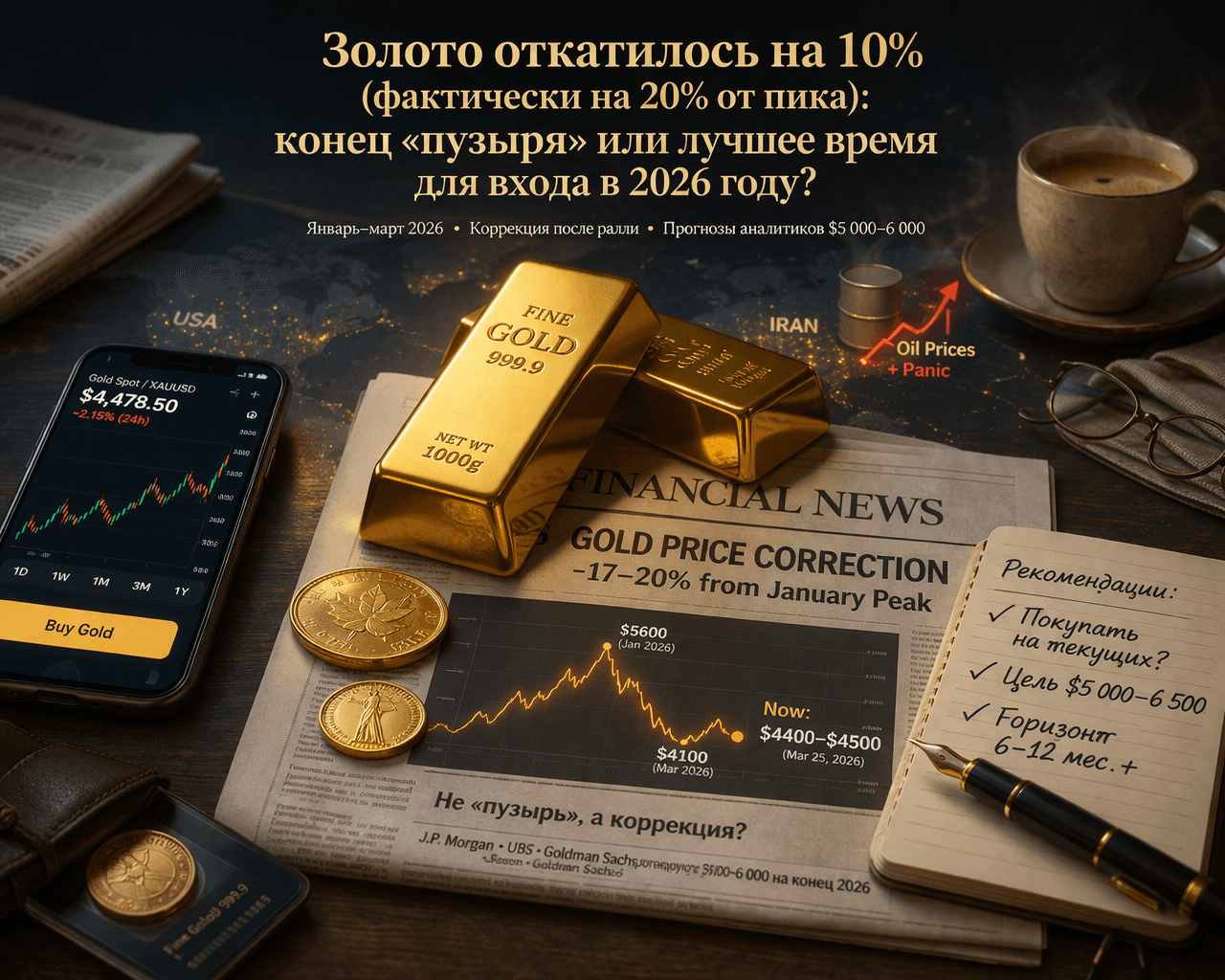 Золото откатилось на 10%: конец «пузыря» или лучшее время для входа в 2026 году?