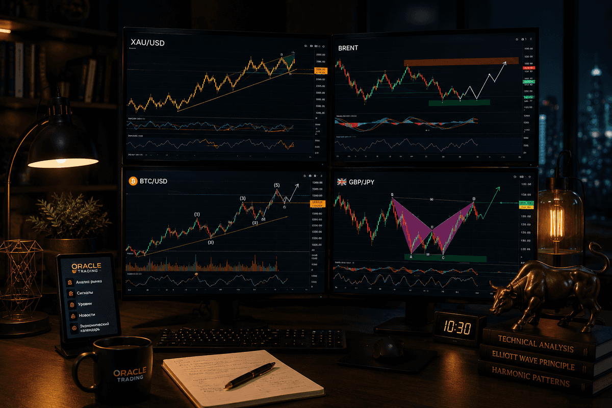 Золото, Нефть Brent, Bitcoin и GBP/JPY — полный разбор в реальном времени + Нейробот Oracle Trading