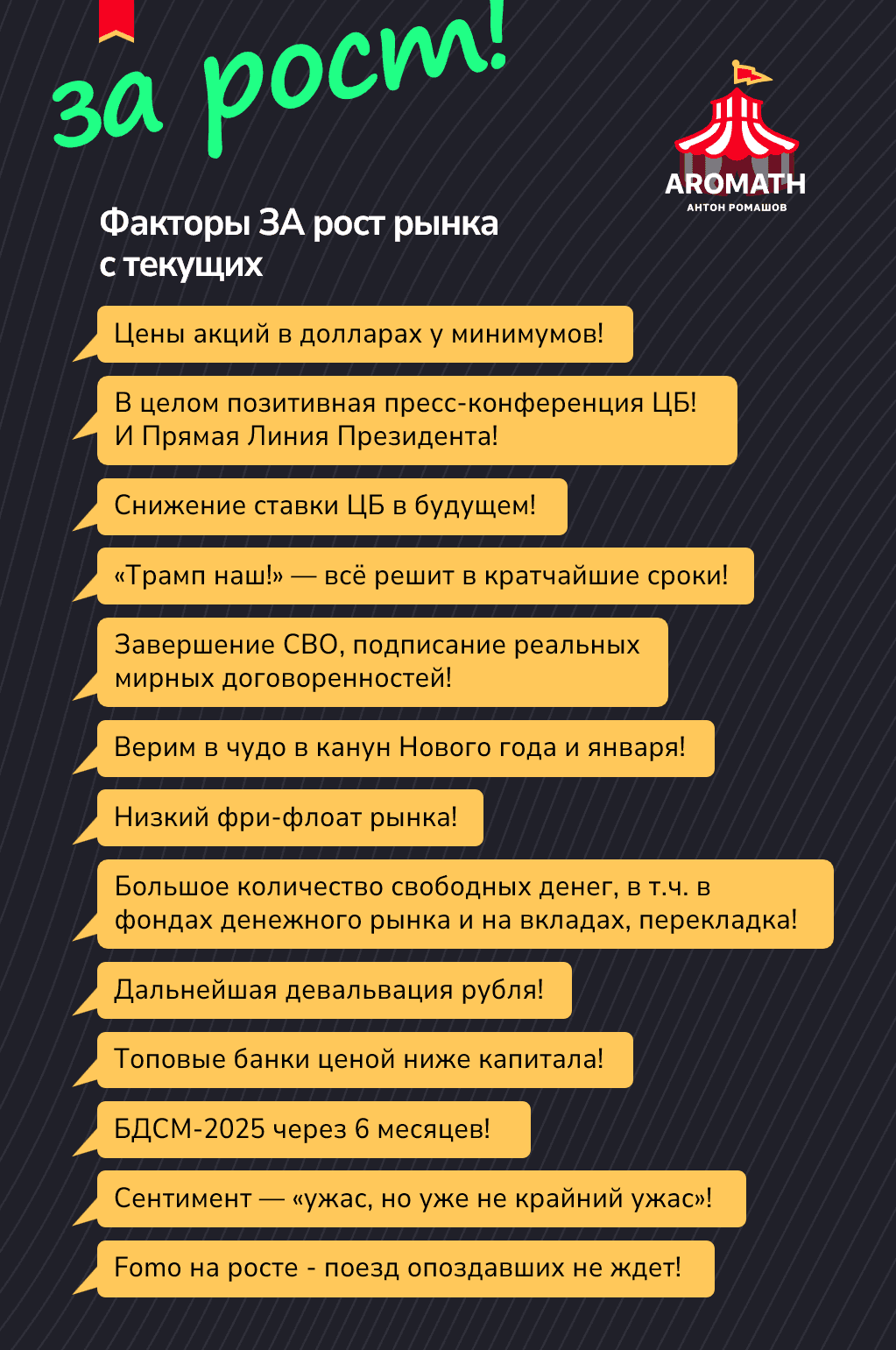 Триггеры и доводы Aromath 🎪 за РОСТ рынка с текущих