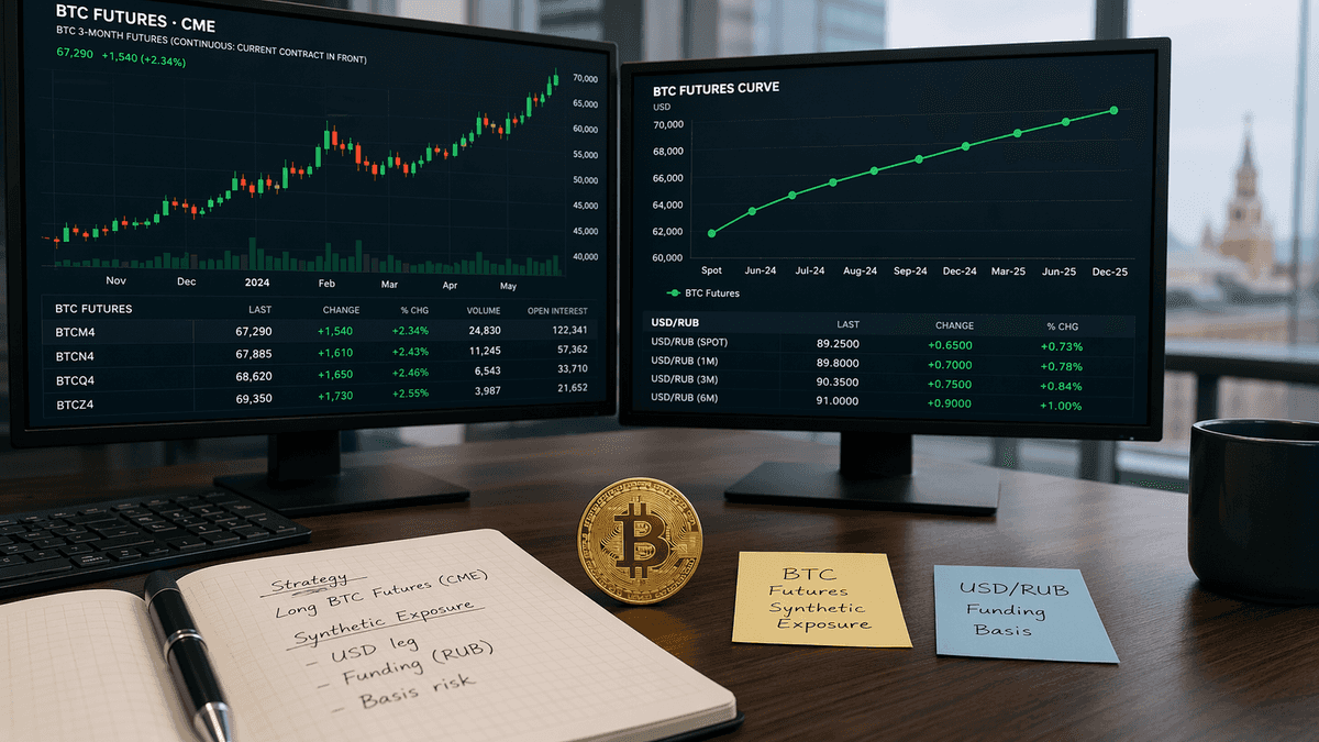 Фьючерсы на BTC и USDRUB уже позволяют заместить биткойн на кошельке и HODL