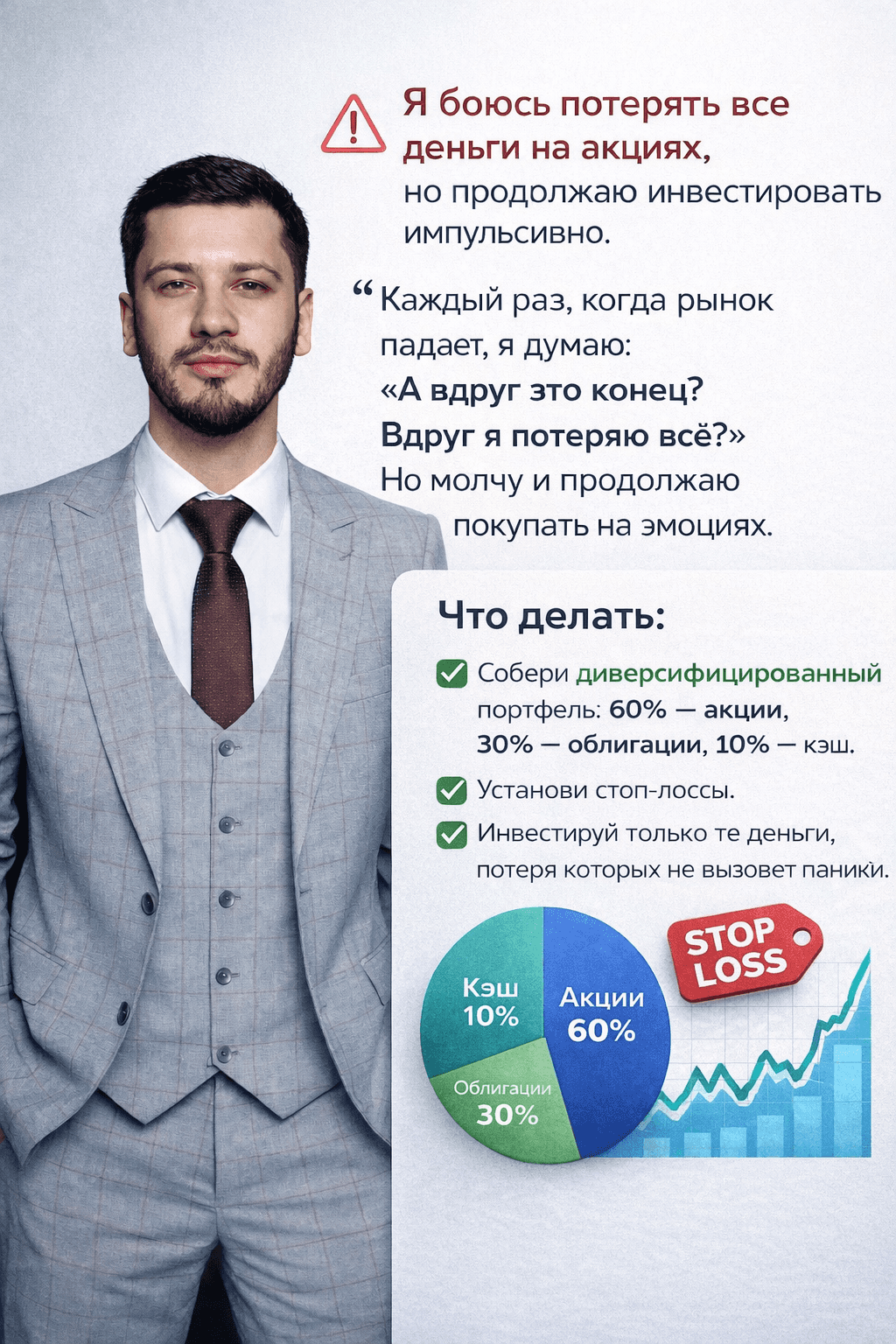 Я боюсь потерять все деньги на акциях, но продолжаю инвестировать импульсивно