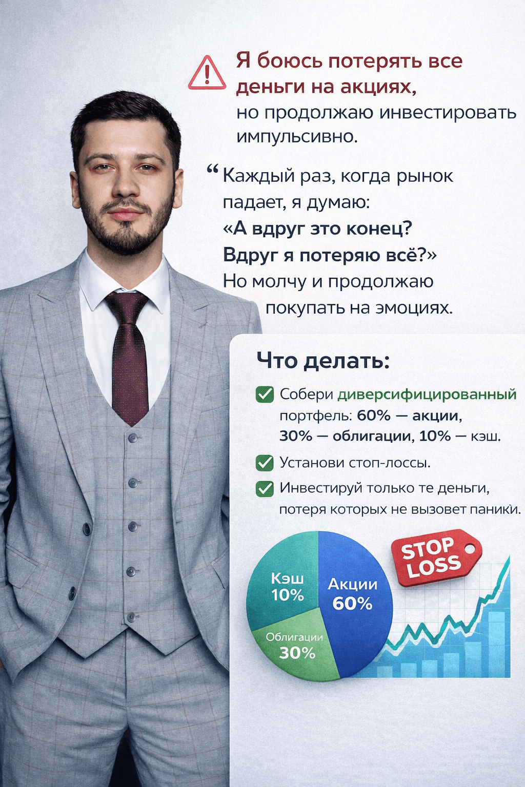 Я боюсь потерять все деньги на акциях, но продолжаю инвестировать импульсивно
