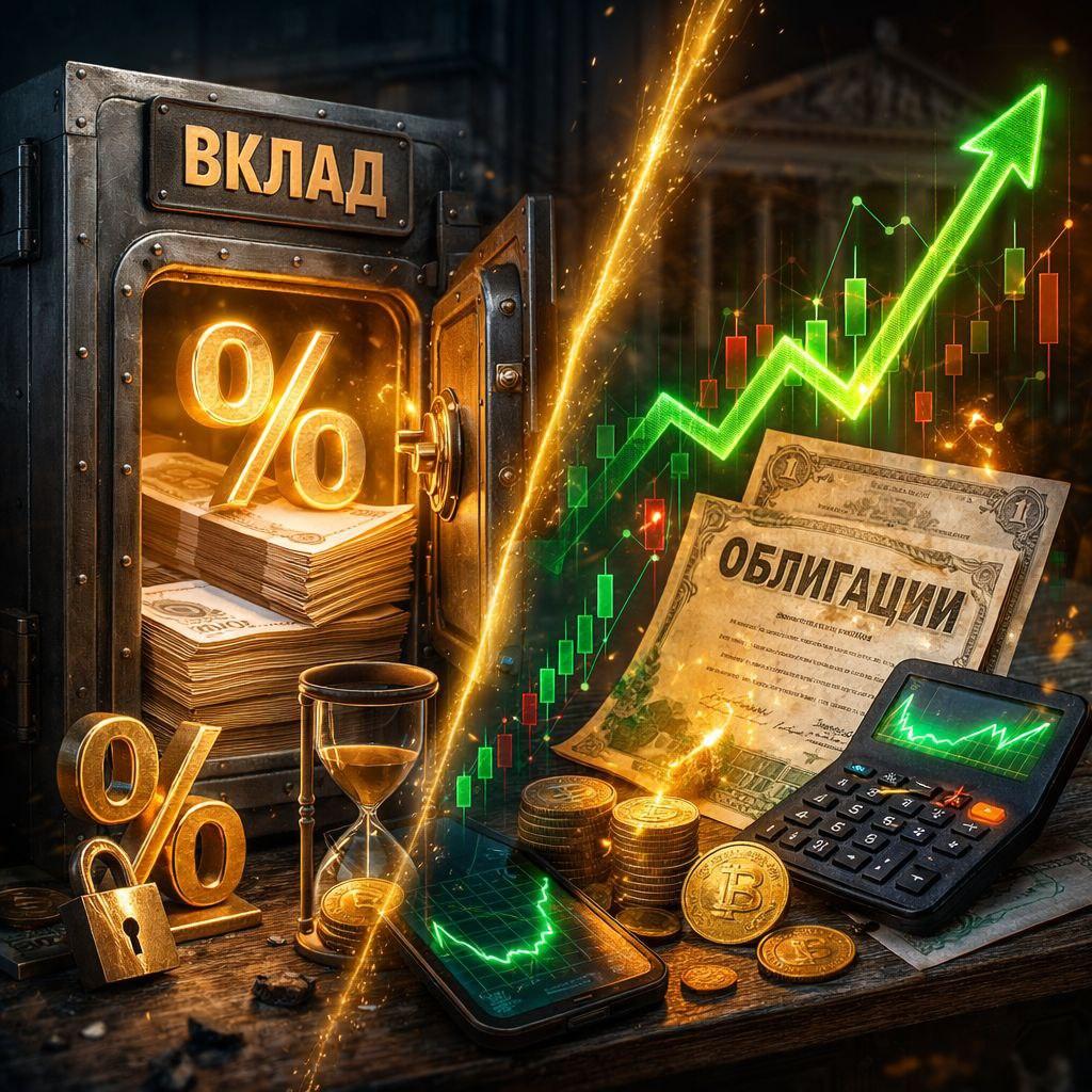 💸 Ключевая ставка падает. Вклады или облигации — где деньги начнут работать лучше? 📉