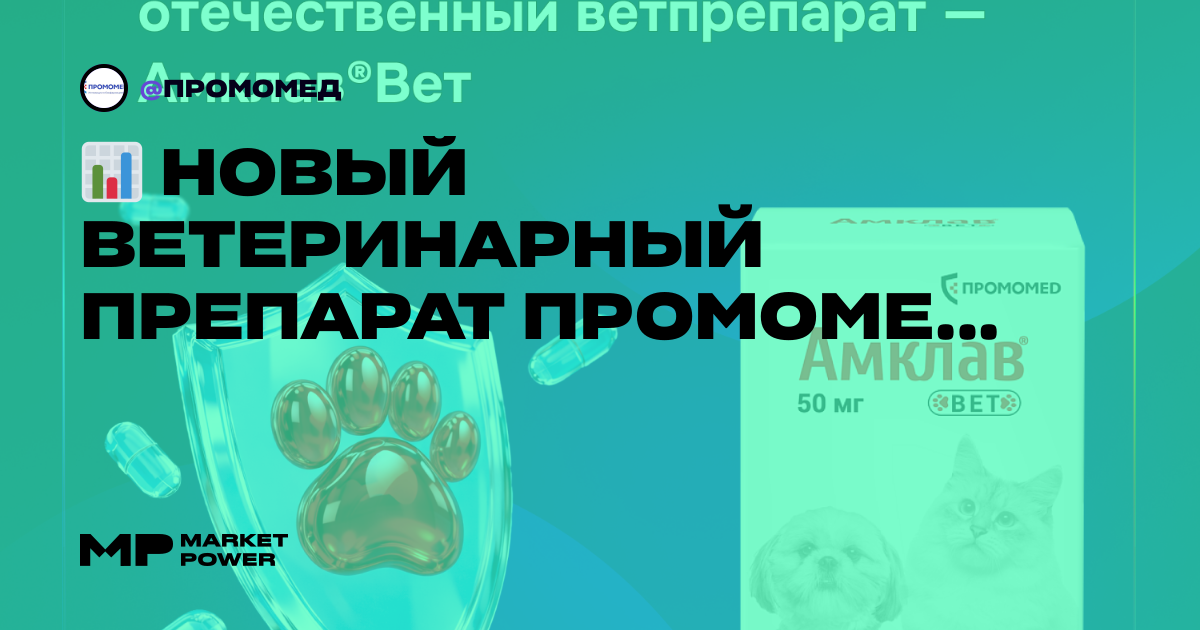 📊 Новый ветеринарный препарат ПРОМОМЕД Амклав® Вет поступил в продажу